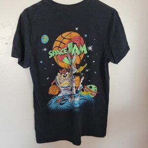 Space Jam Medium Black Graphic Tee Front & Back Hit Movie Tazz Tasmanian Devil